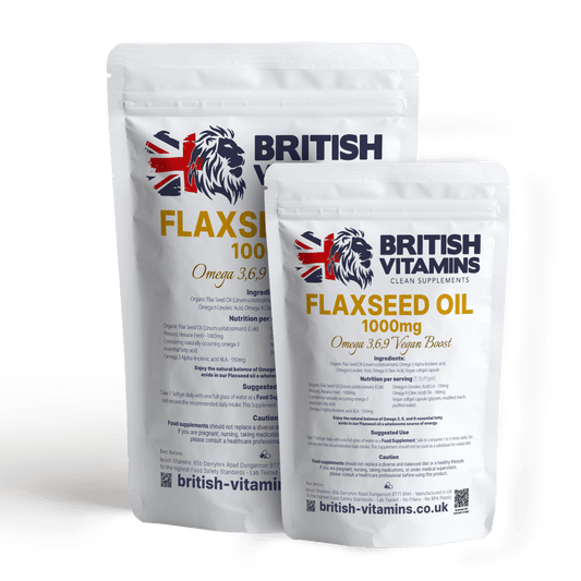 Flaxseed Oil 1000mg Omega 3, 6, 9 Food Supplement British Vitamins