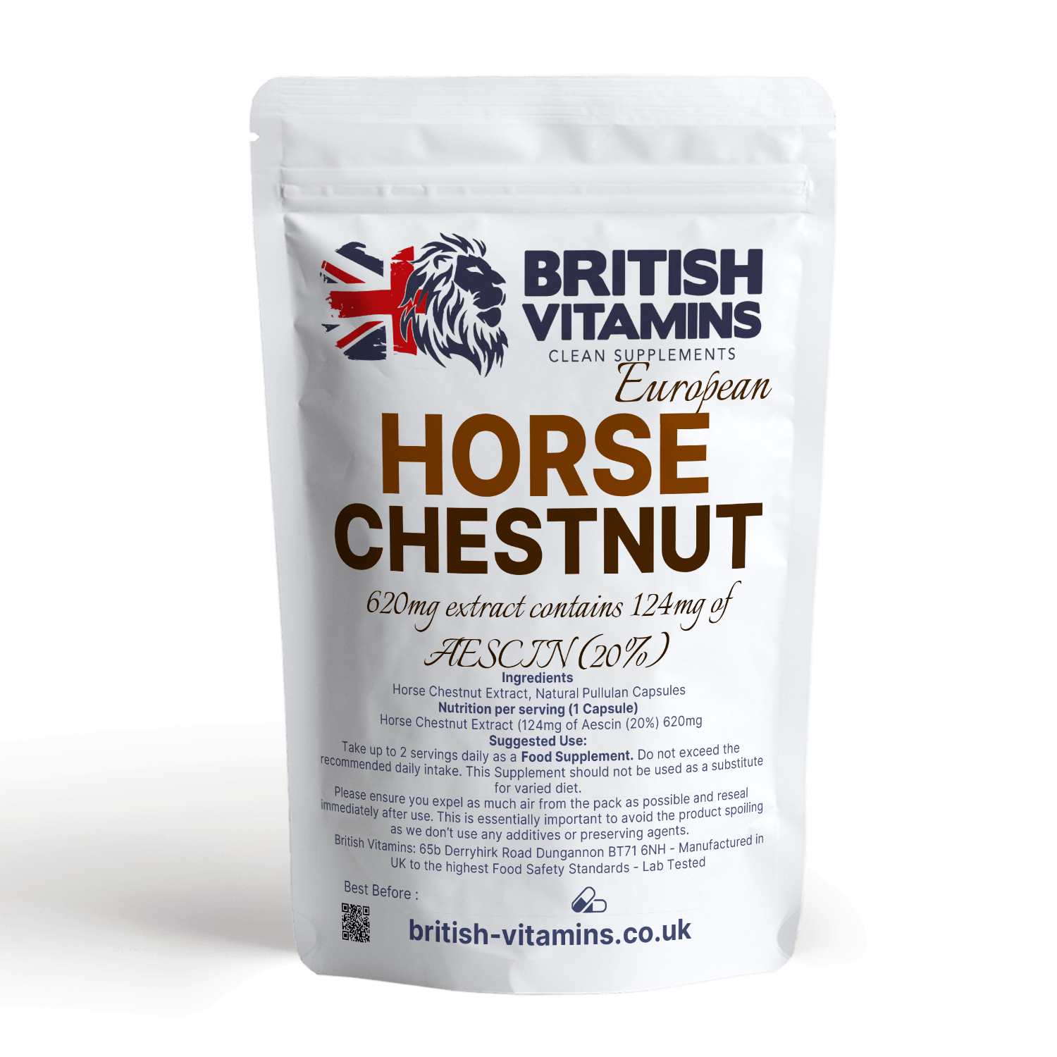 Horse Chestnut Extract Capsules 620mg Aescin -124mg Health & Beauty:Vitamins & Lifestyle Supplements:Vitamins & Minerals British Vitamins