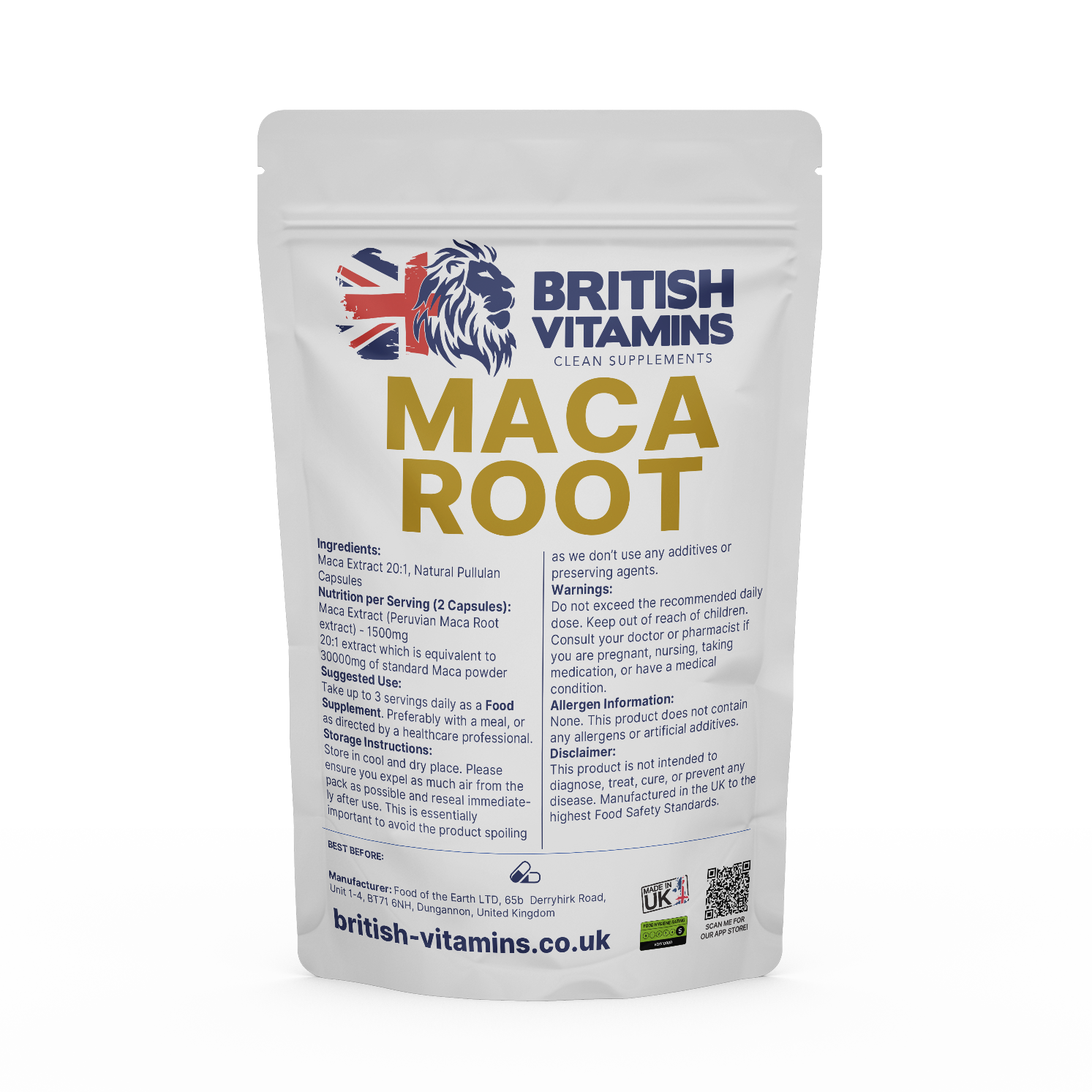 Maca Extract natural capsules Health & Beauty:Vitamins & Lifestyle Supplements:Vitamins & Minerals British Vitamins 60 Capsules (1 month Supply )