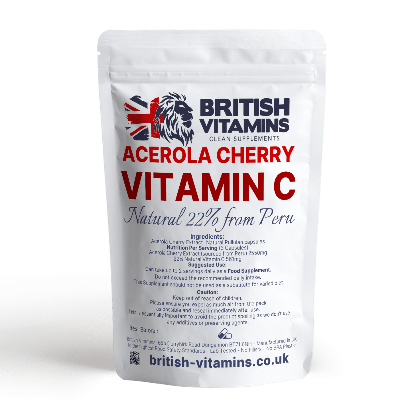 Vitamin C from Natural Extract Acerola Cherry 850mg Health & Beauty:Vitamins & Lifestyle Supplements:Vitamins & Minerals British Vitamins 5 Capsules ( Sample )