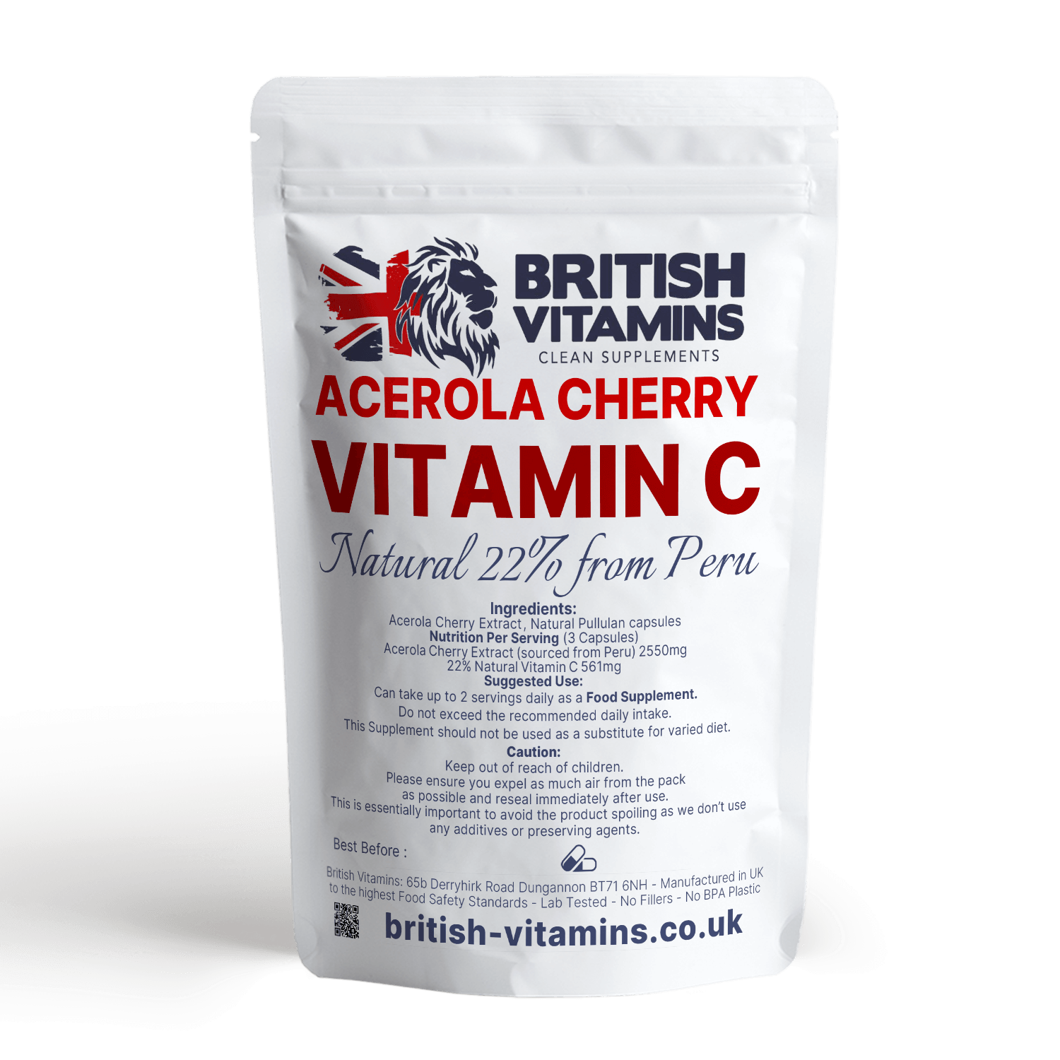 Vitamin C from Natural Extract Acerola Cherry 850mg Health & Beauty:Vitamins & Lifestyle Supplements:Vitamins & Minerals British Vitamins 5 Capsules ( Sample )