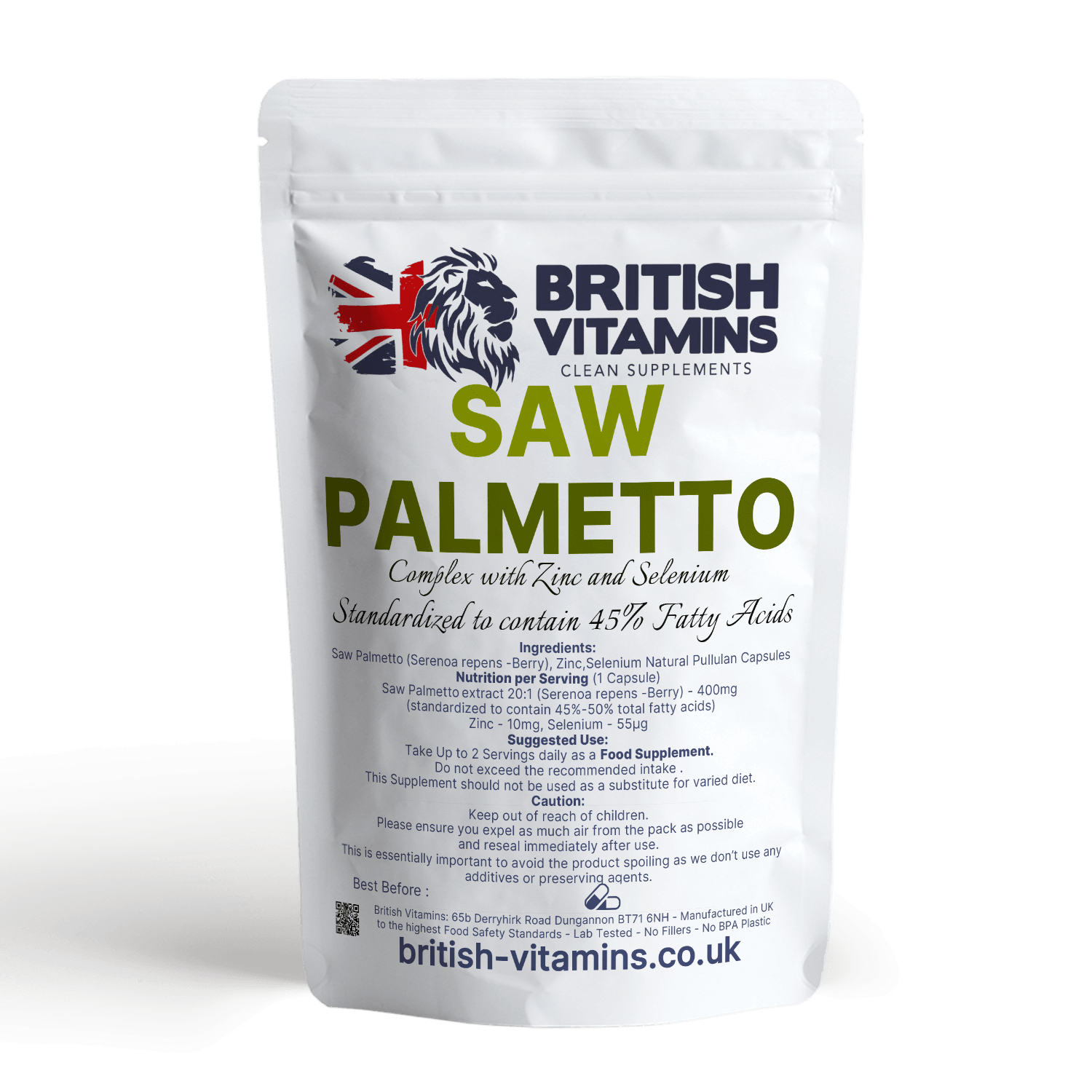 Saw Palmetto 400mg with Zinc and Selenium Health & Beauty:Vitamins & Lifestyle Supplements:Vitamins & Minerals British Vitamins 60 Capsules