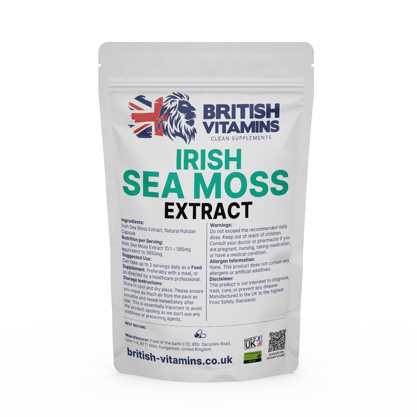 Sea Moss Extract 585mg Health & Beauty:Vitamins & Lifestyle Supplements:Vitamins & Minerals British Vitamins 5 Capsules ( Sample )