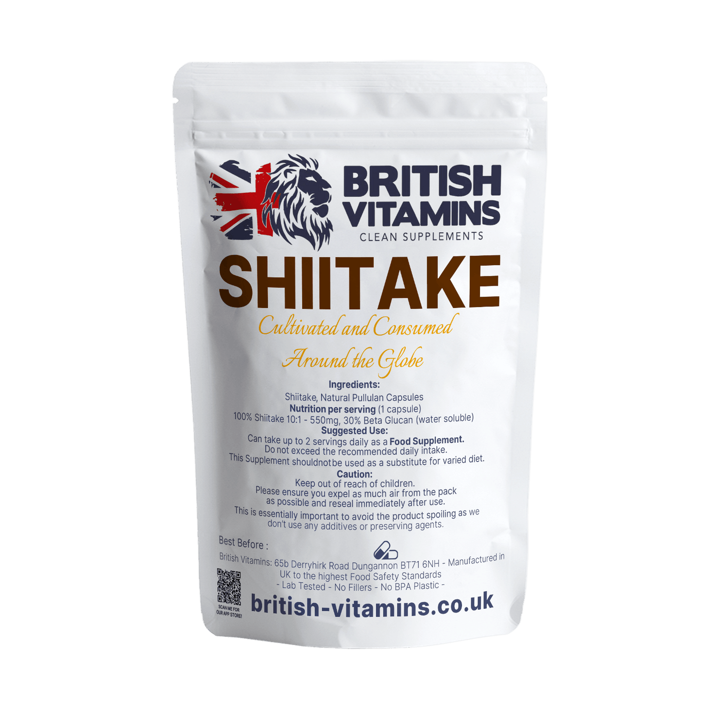 Shiitake Mushroom Extract 10:1 – 30% Beta Glucans Health & Beauty:Vitamins & Lifestyle Supplements:Vitamins & Minerals British Vitamins 60 Capsules