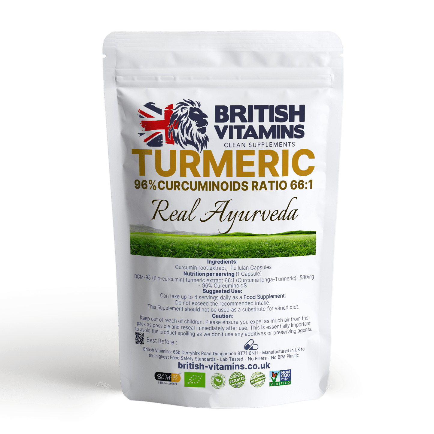 Turmeric Curcumin 580mg 66/1 extract 96% Curcuminoids Health & Beauty:Vitamins & Lifestyle Supplements:Vitamins & Minerals British Vitamins 30 Capsules