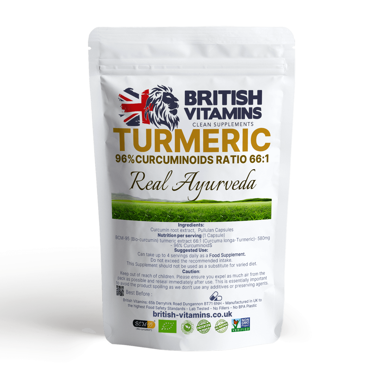 Turmeric Curcumin 580mg 66/1 extract 96% Curcuminoids Health & Beauty:Vitamins & Lifestyle Supplements:Vitamins & Minerals British Vitamins 30 Capsules