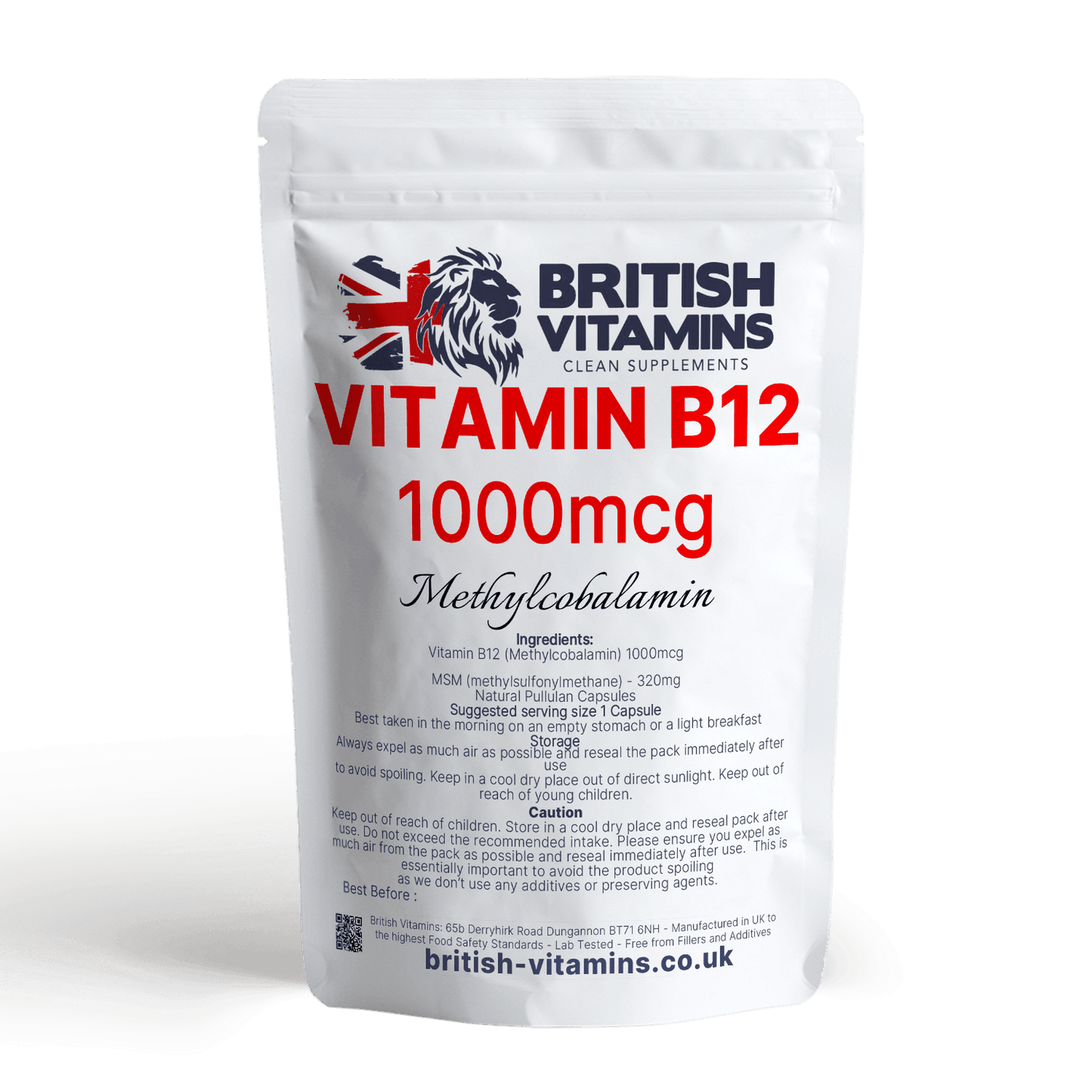 Vitamin B12 Methylcobalamin 1000mcg Health & Beauty:Vitamins & Lifestyle Supplements:Vitamins & Minerals British Vitamins 60 Capsules