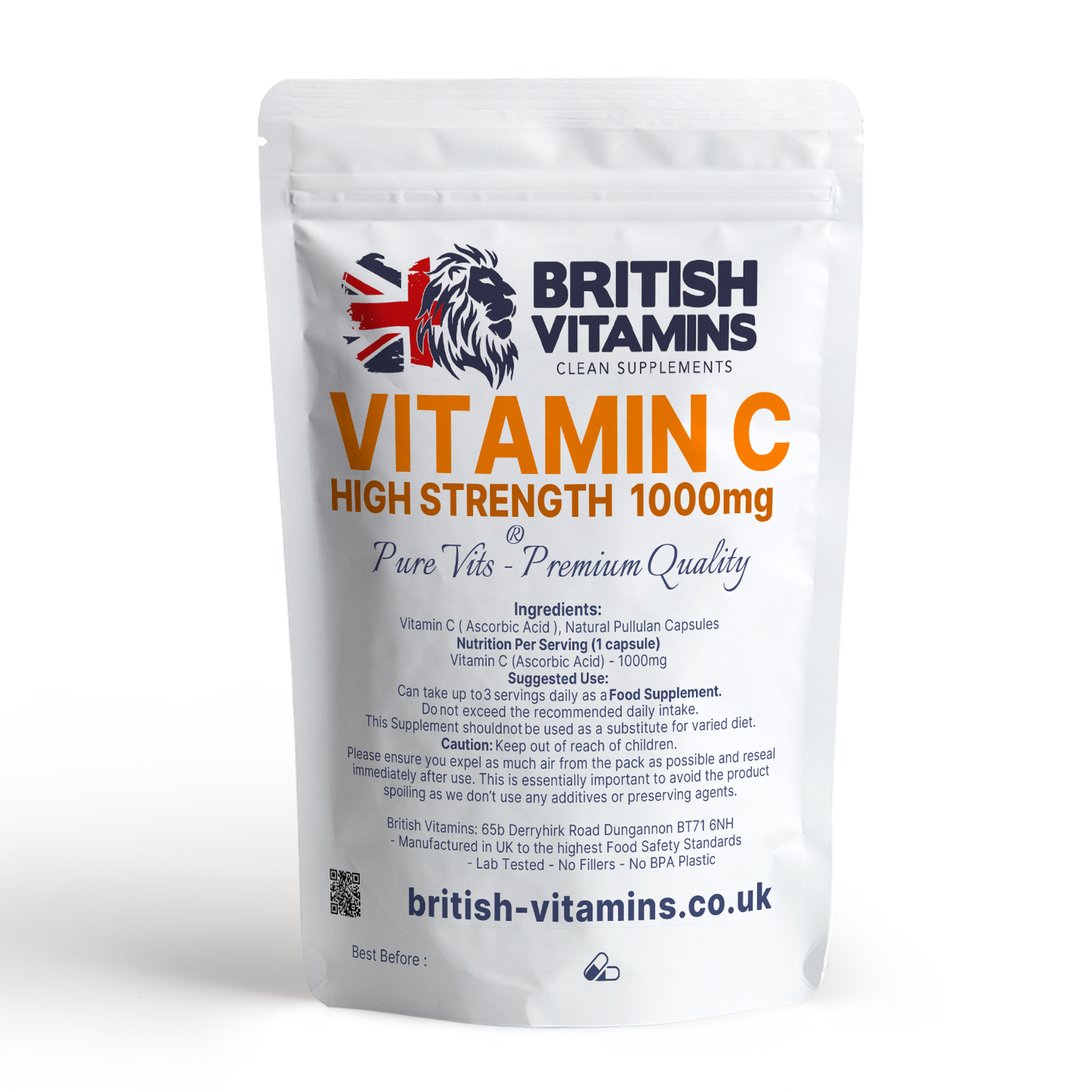 Vitamin C (L-Ascorbic-acid) 1000mg Health & Beauty:Vitamins & Lifestyle Supplements:Vitamins & Minerals British Vitamins 5 Capsules (Sample)