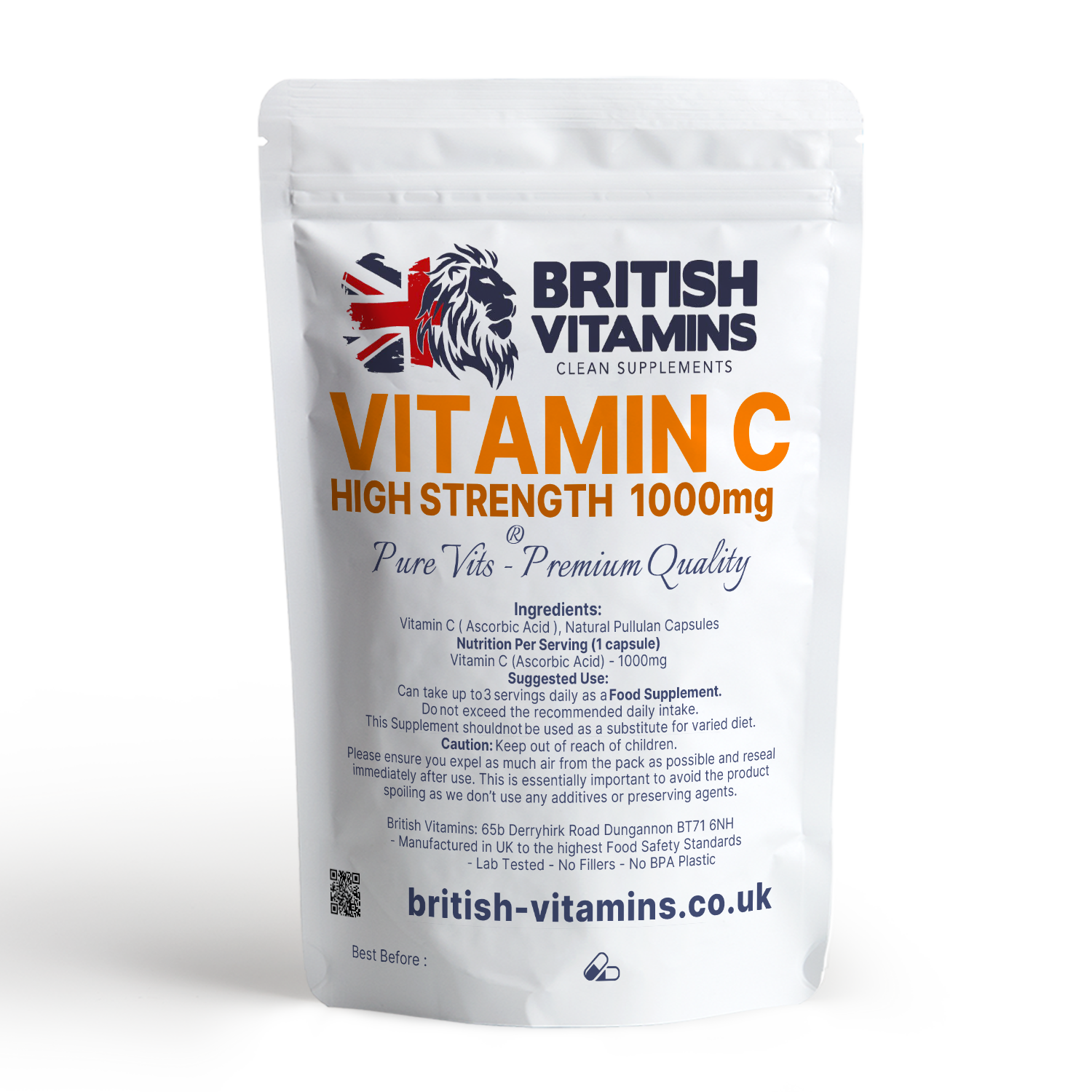 Vitamin C (L-Ascorbic-acid) 1000mg Health & Beauty:Vitamins & Lifestyle Supplements:Vitamins & Minerals British Vitamins 5 Capsules (Sample)
