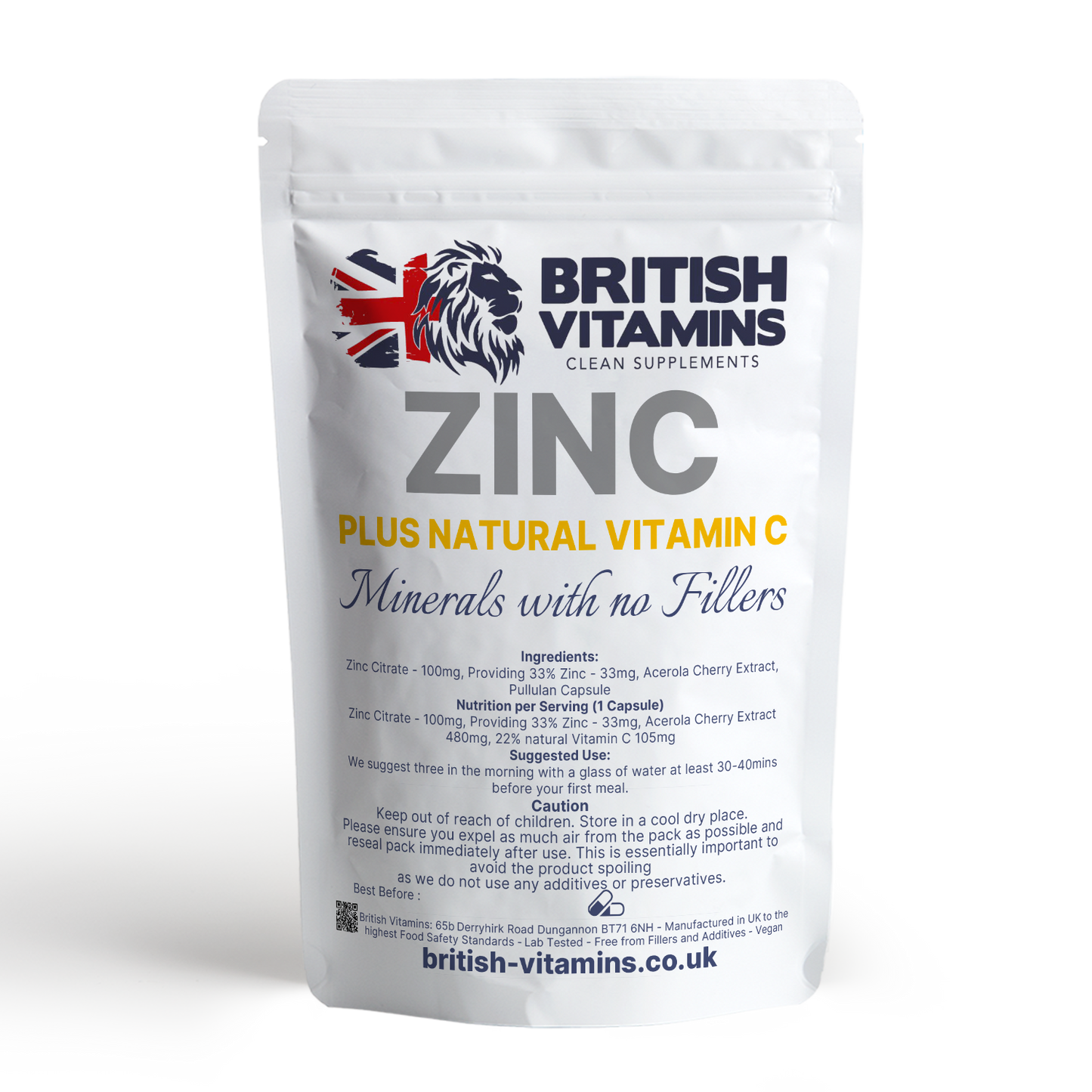 Zinc with Natural Vitamin C Health & Beauty:Vitamins & Lifestyle Supplements:Vitamins & Minerals British Vitamins 60 Capsules