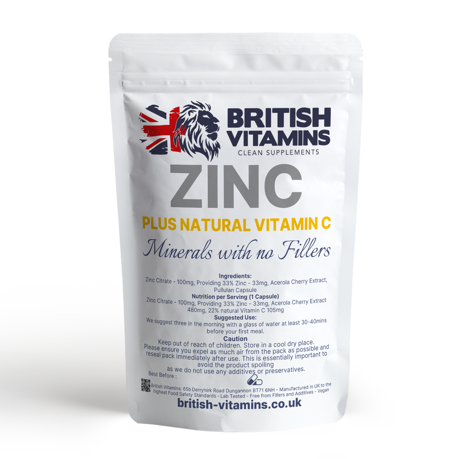 Zinc with Natural Vitamin C Health & Beauty:Vitamins & Lifestyle Supplements:Vitamins & Minerals British Vitamins 60 Capsules